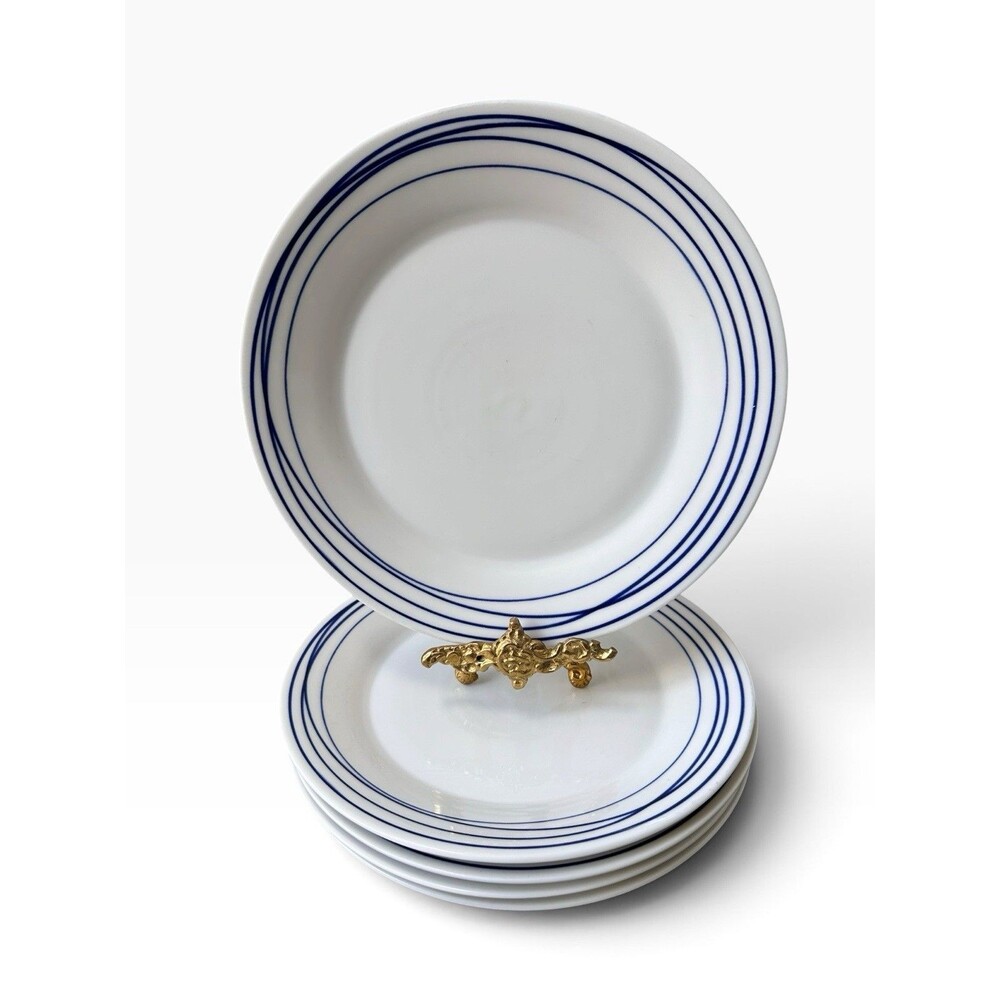 Royal Doulton London 1815 Pacific Plates x 4 White Blue Circles Porcelain Salad